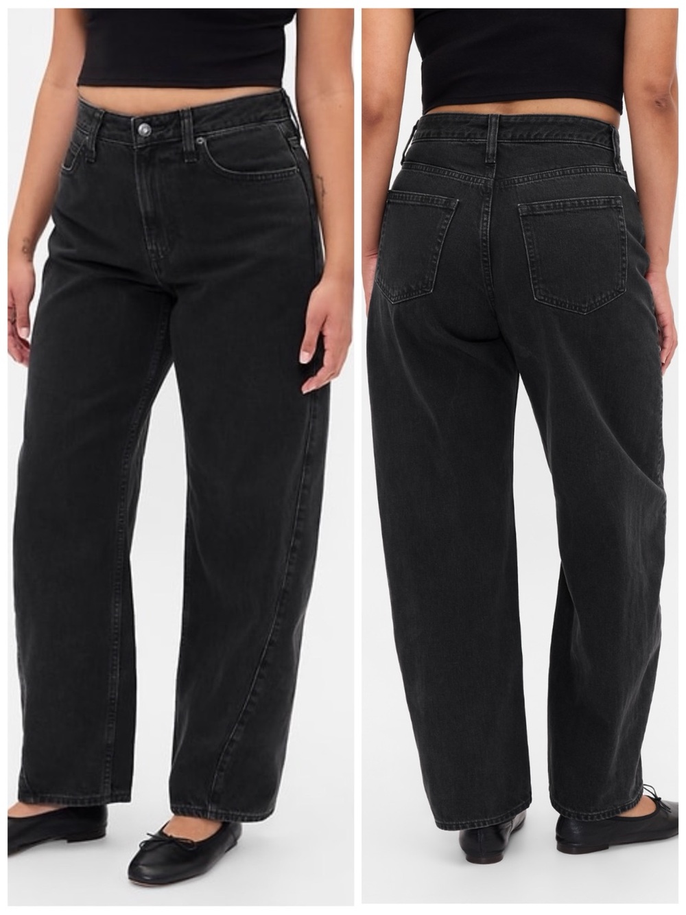 GAP Women’s Size 26P Petite Black Wash High Rise Curvy Barrel Jeans
